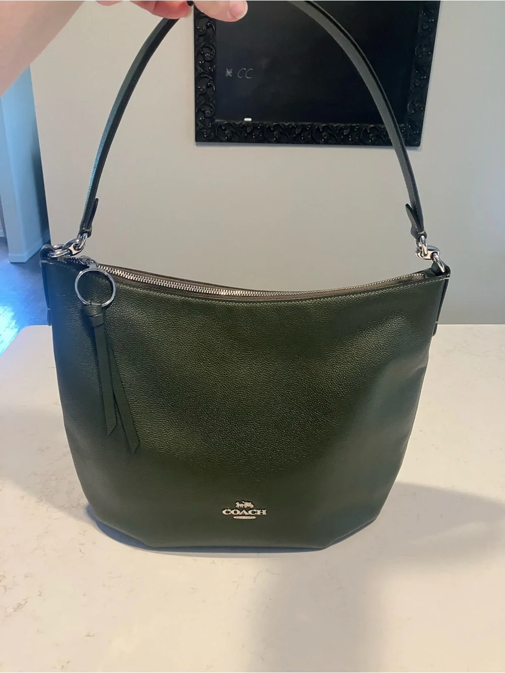 Coach Skylar Cargo Green Pebbled Leather Hobo Shoulder Bag